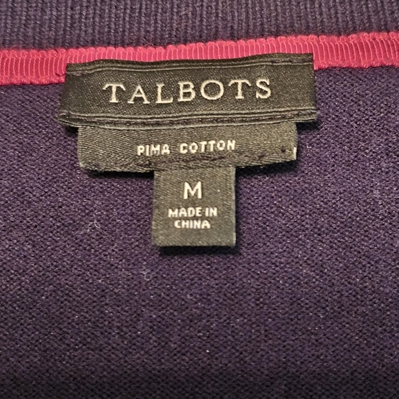 Talbots Navy Pima Cotton Button Front Cardigan Sweater Size M - Picture 7 of 10
